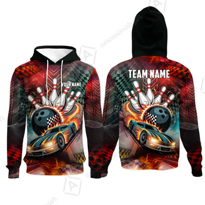 Custom Bowling Jersey Polo Shirt, Bowling Thunder Racing, Custom Bowling Jersey Team Shirt For Players With Name and Team Name