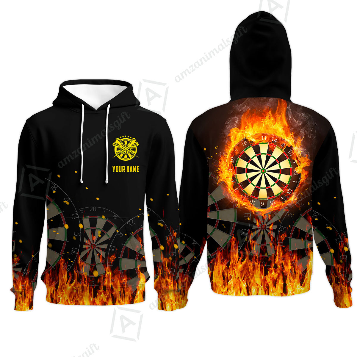 Custom Darts Team Uniform Jersey Darts Fire Unisex Polo Shirts, Darts Player Uniform, Personalized Name And Team Name