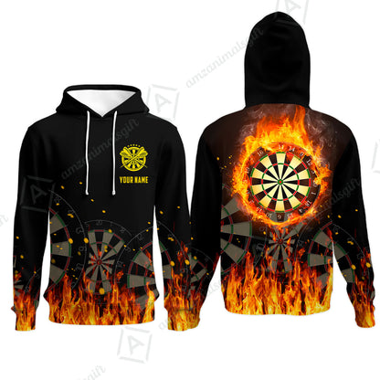 Custom Darts Team Uniform Jersey Darts Fire Unisex Polo Shirts, Darts Player Uniform, Personalized Name And Team Name