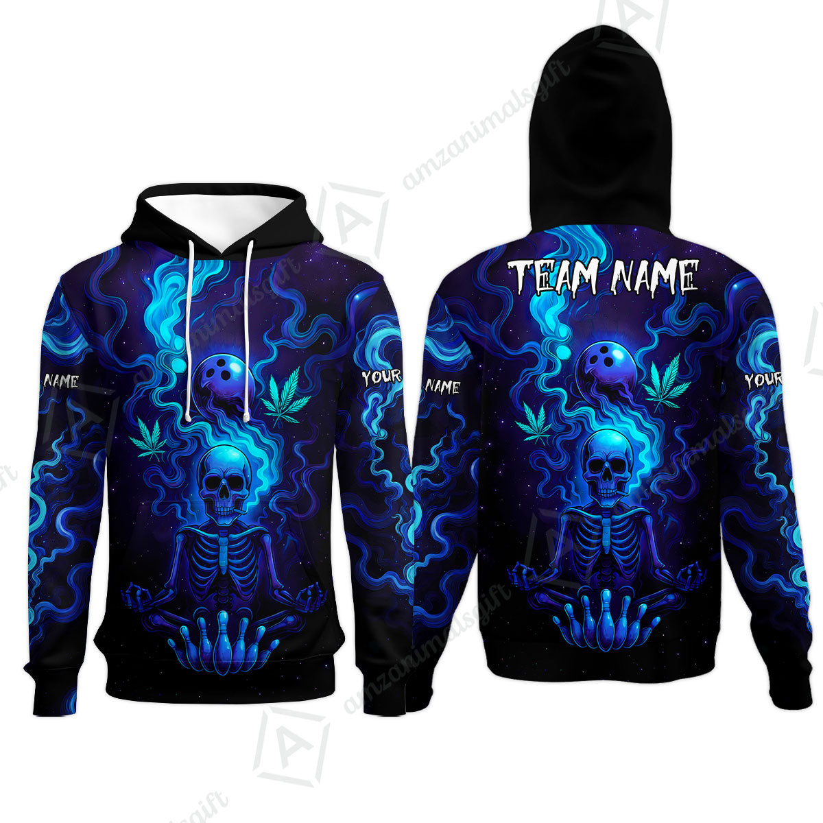 Custom Bowling Team Unisex Polo Shirt, Neon Skull CNB Bowling Custom Shirt Featuring Personalized Name and Team Name