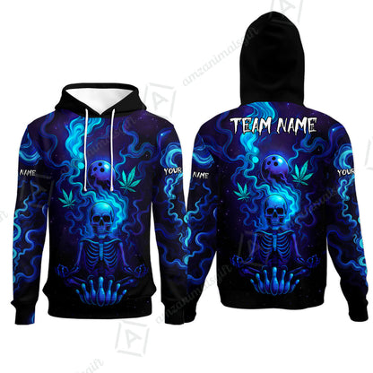 Custom Bowling Team Unisex Polo Shirt, Neon Skull CNB Bowling Custom Shirt Featuring Personalized Name and Team Name