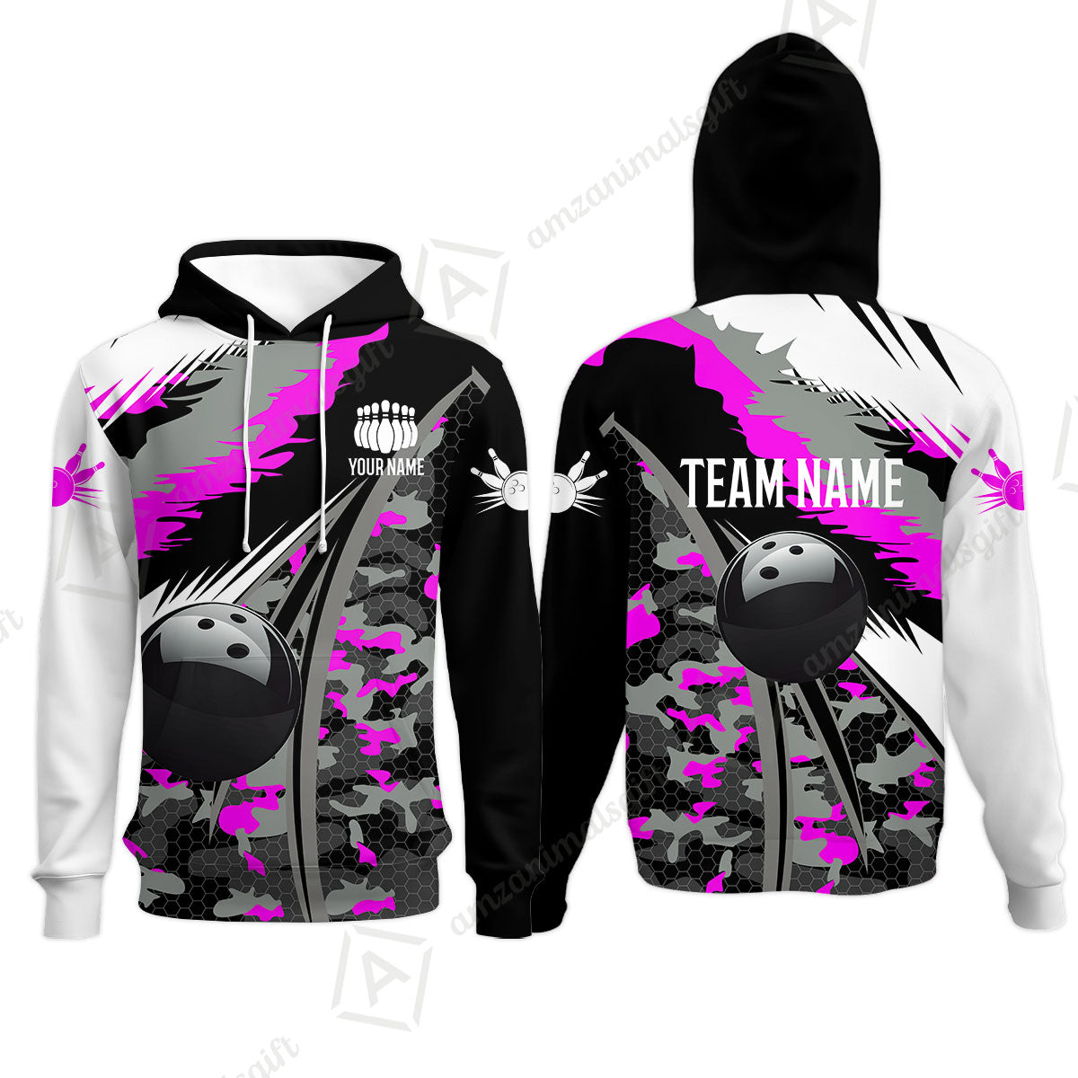 Custom Bowling Team Jersey, Personalized Long Sleeve Jersey Shirt Camo Bowling Shirt with Name & Team Name