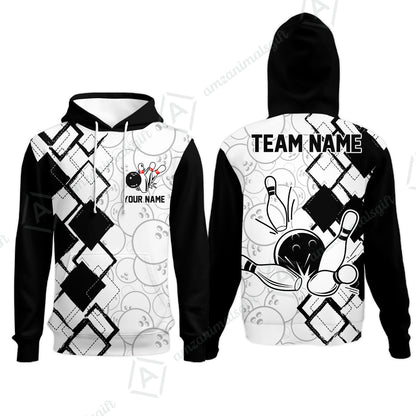 Custom Bowling Team Jersey League Bowling Unisex Polo Shirts, Bowling uniforms Ball & Pins Personalized Bowling Name And Team Name