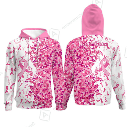 Custom Bowling Team Uniform Jerseys Pink Ribbon and Pink Dots, Bowling Shirt Personalized Name And Team Name