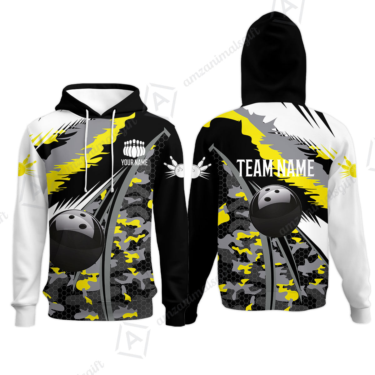 Custom Bowling Team Jersey, Personalized Long Sleeve Jersey Shirt Camo Bowling Shirt with Name & Team Name