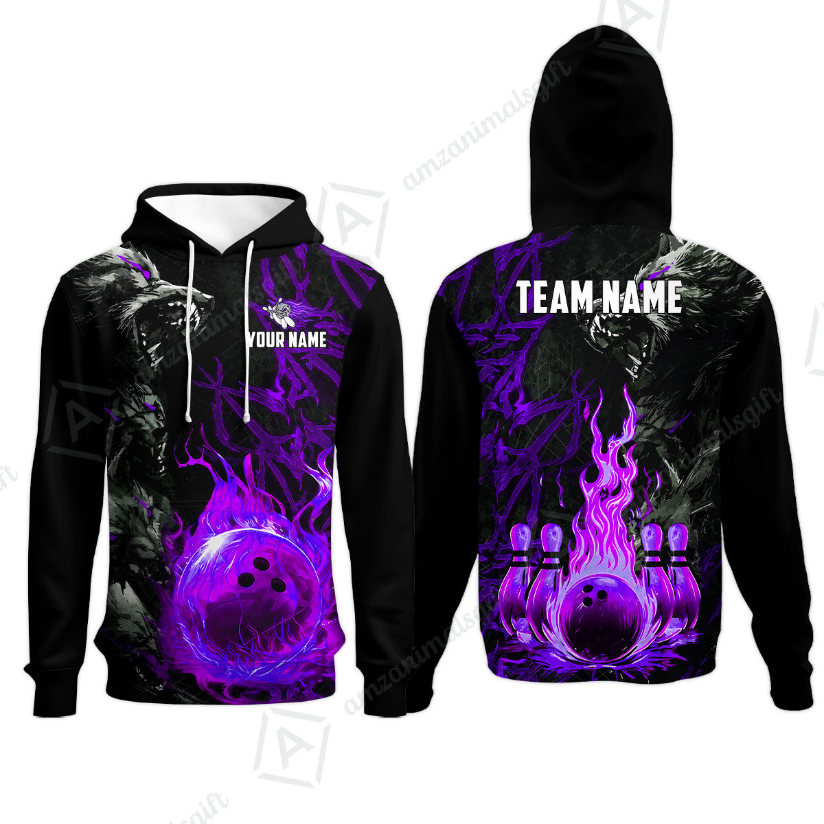 Custom Bowling Jersey Polo Shirt, Hellfire Werewolf & Crimson Strike, Custom Bowling Jersey Team Shirt For Players With Name & Team Name
