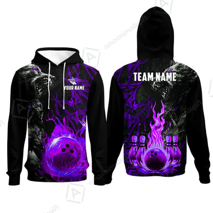 Custom Bowling Jersey Polo Shirt, Hellfire Werewolf & Crimson Strike, Custom Bowling Jersey Team Shirt For Players With Name & Team Name