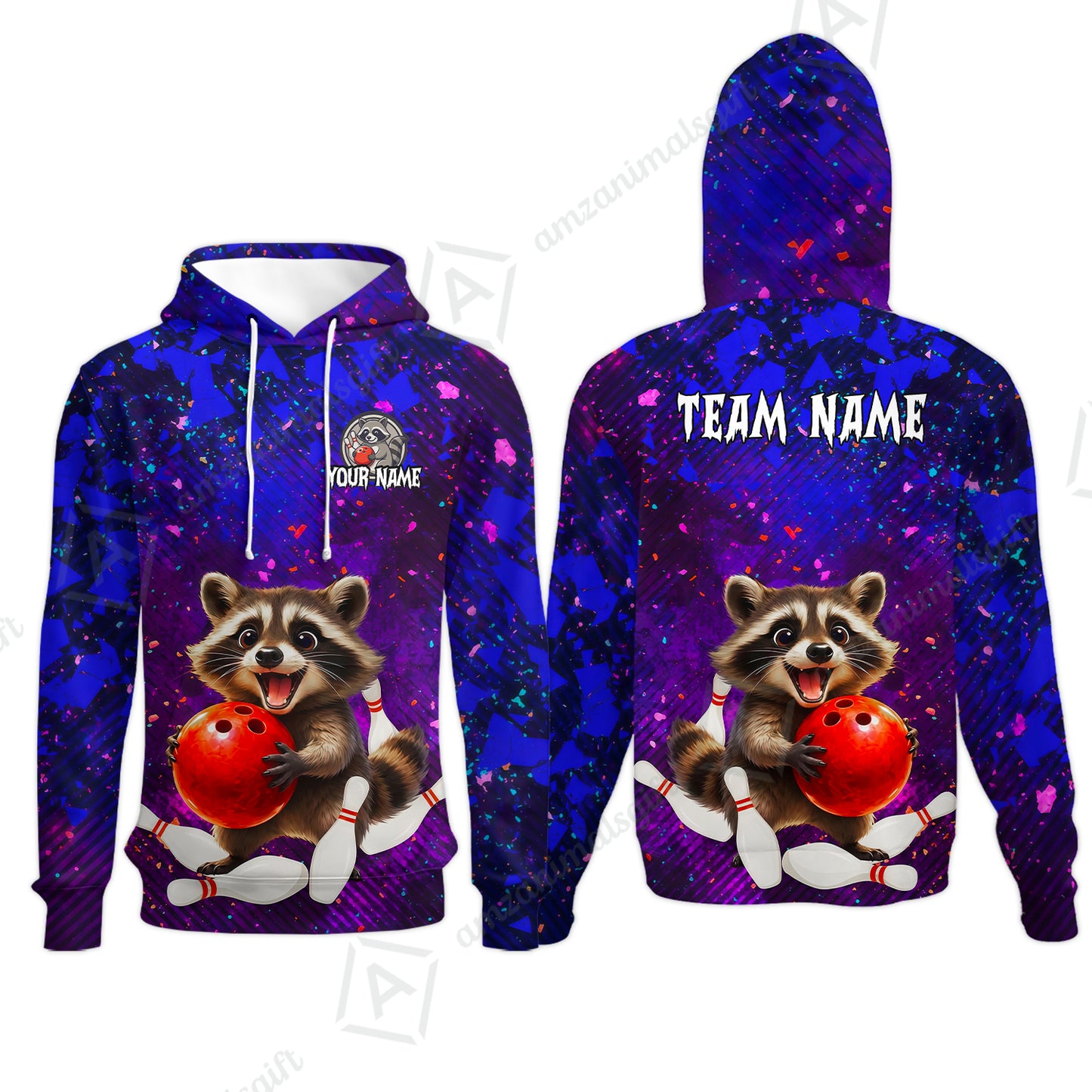 Custom Bowling Jersey Polo Shirt, Funny Raccoon Bowling, Custom Bowling Jersey Team Shirt For Players With Name & Team Name