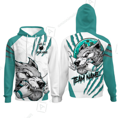 Customized Bowling Jerseys, Fierce Wolf Artwork Scratch, Uniform Bowling - Personalized Name And Team Name