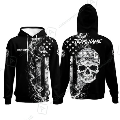 Custom Bowling Jersey Polo Shirt, Gothic Skeleton Skull Strike, Custom Bowling Jersey Team Shirt For Players With Name and Team Name