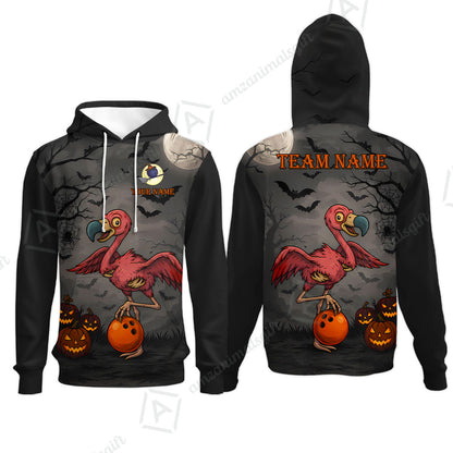 Customized Halloween Zombie Flamingo Bowling Jersey, Custom Name And Team Name For Bowlers