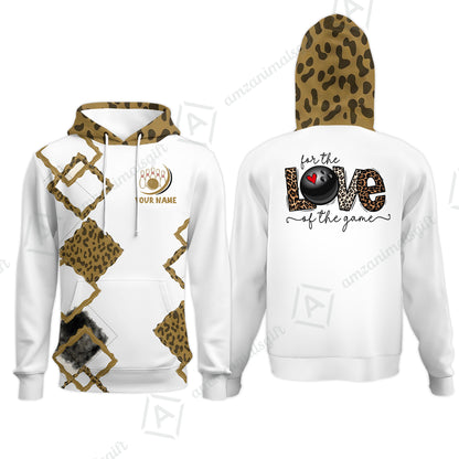 Custom Bowling Jersey Polo Shirt, Chic Leopard Print Love of the Game, Custom Bowling Jersey Team Shirt For Players With Name and Team Name