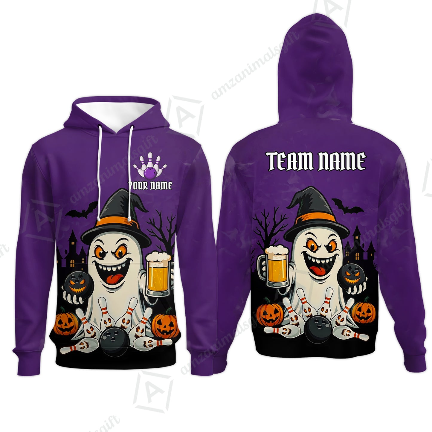Custom Bowling Jersey Polo Shirt, Bowling Halloween Witch, Custom Bowling Jersey Team Shirt For Players With Name & Team Name