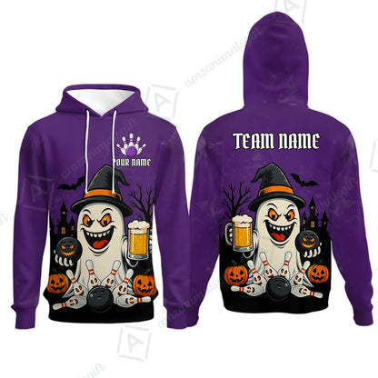 Custom Bowling Jersey Polo Shirt, Bowling Halloween Witch, Custom Bowling Jersey Team Shirt For Players With Name & Team Name