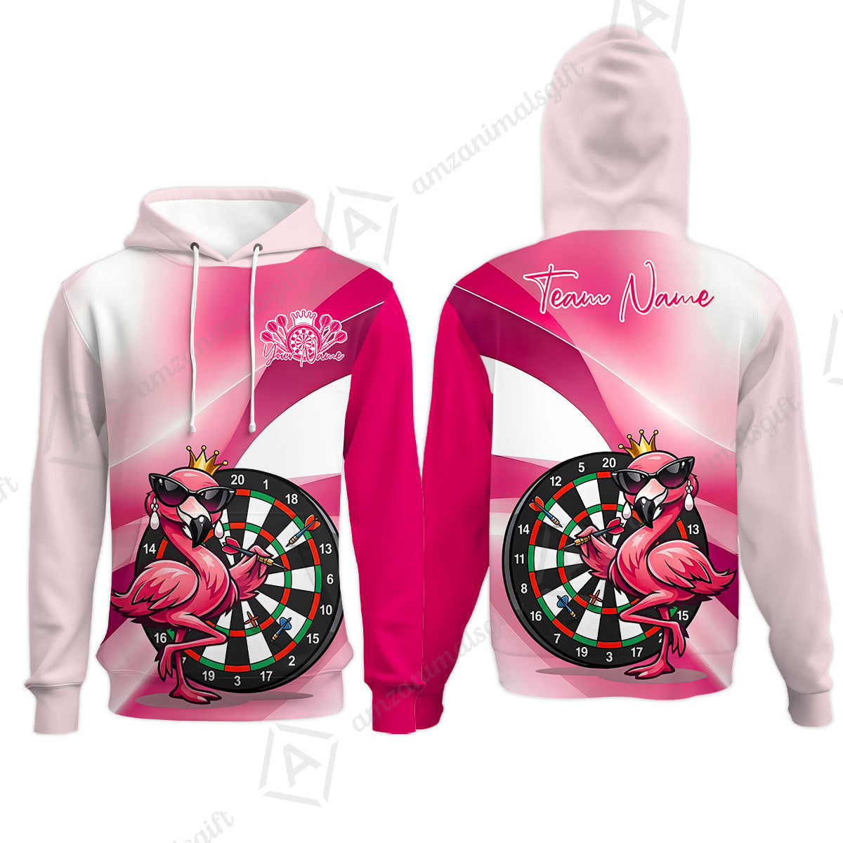 Custom Darts Women Polo Shirt, Queen Flamingo Darts, Custom Dart Polo Team Shirt For Players With Name & Team Name