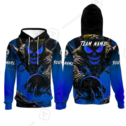 Custom Bowling Team Flat Neck Zip Jersey Shirt, Devil’s Strike Devil’s Strike Power Bowling Edition, Personalized Team Shirt with Custom Name