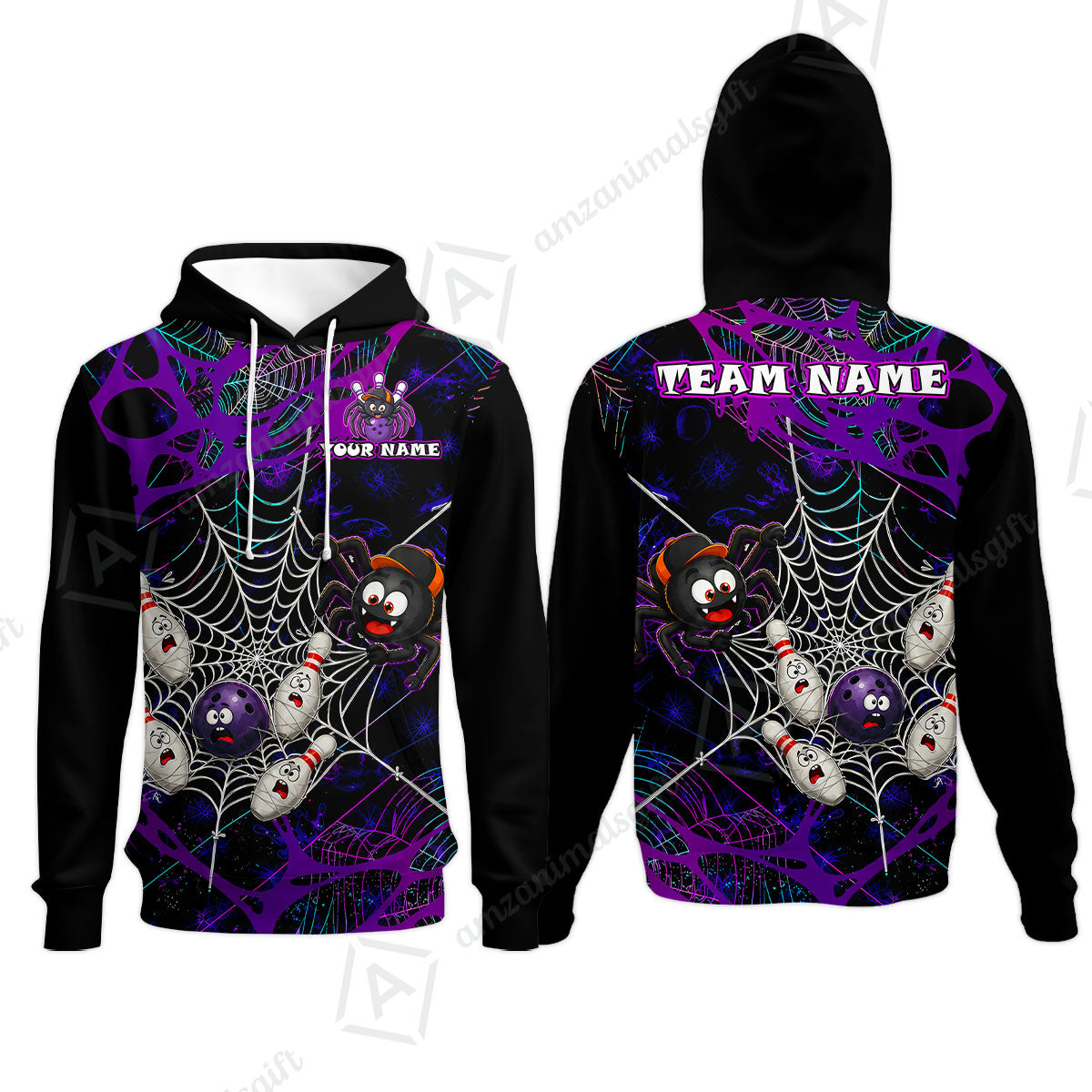 Custom Bowling Jersey Polo Shirt, Spider Bowling, Personalize Name and Team Name