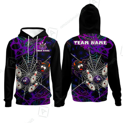 Custom Bowling Jersey Polo Shirt, Spider Bowling, Personalize Name and Team Name