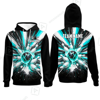 Custom Bowling Jersey Polo Shirt, Electric Burst Explosion, Custom Bowling Jersey Team Shirt For Players With Name and Team Name