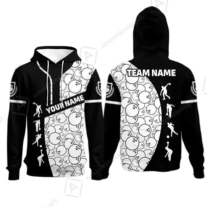 Custom Bowling Team Jerseys Polo Shirts, Bowling Pattern uniforms Ball & Pins Personalized Bowling Name And Team Name