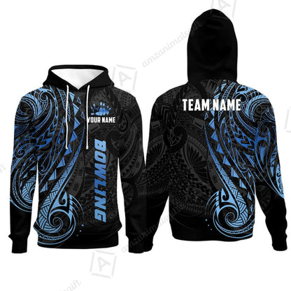 Custom Bowling Jersey Polo Shirt, Polynesian Maori Tribal Tattoo Bowling, Custom Bowling Jersey Team Shirt For Players With Name and Team Name