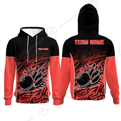 Customized Bowling Unisex Polo Shirt, Abstract Sameless Pattern Color Bowling Uniforms, Personalized Name And Team Name