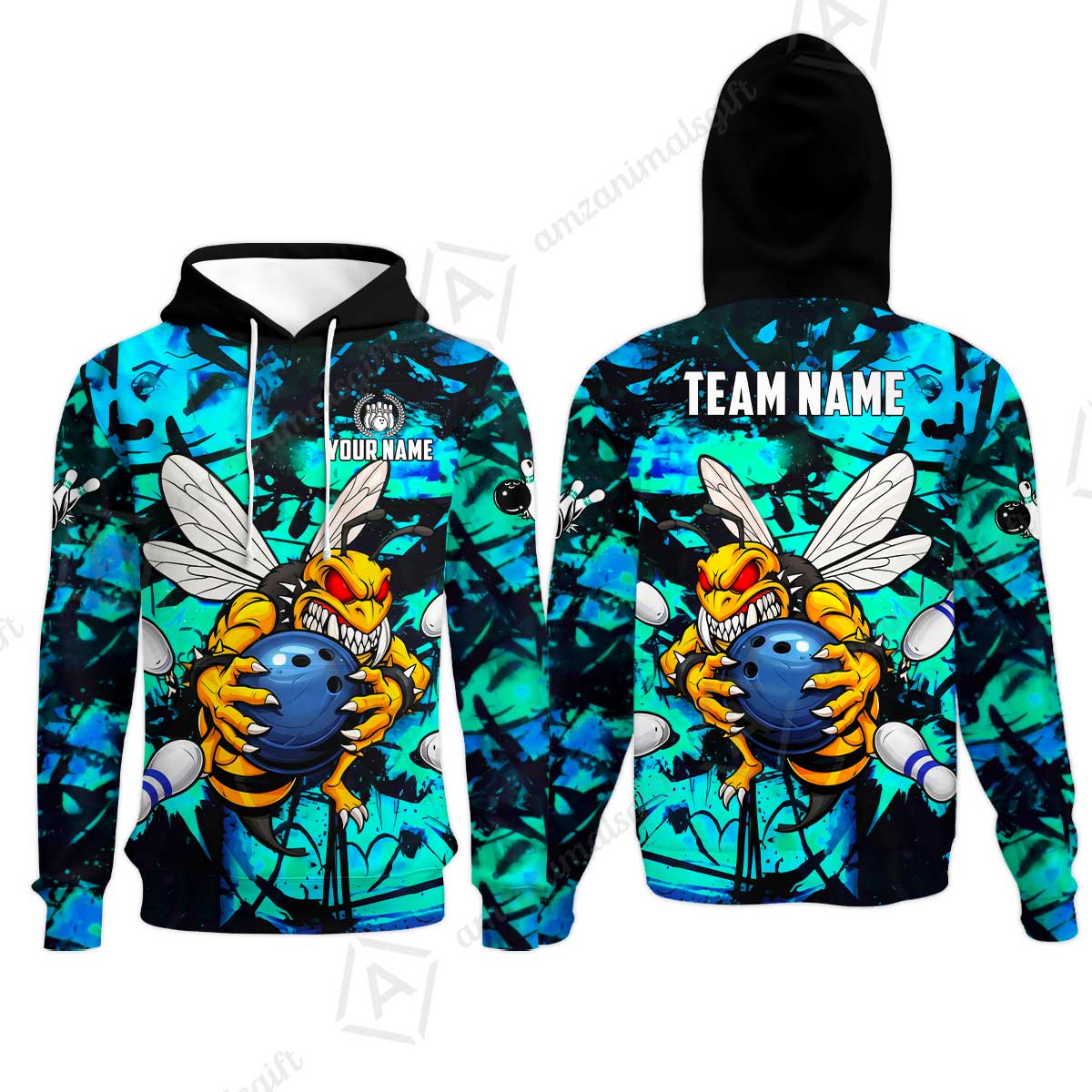 Custom Bowling Jersey Polo Shirt, The Wild Wasp Strike, Custom Bowling Jersey Team Shirt For Players With Name & Team Name