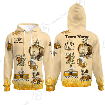Custom Bowling Jersey Polo, Beer 3 Scale, Custom Bowling Jersey Team Shirt For Players With Name & Team Name