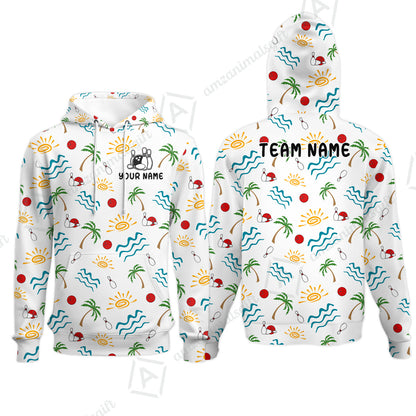 Custom Bowling Jersey Polo Shirt, Tropical Hand-Drawn Summer Doodle, Custom Bowling Jersey Team Shirt For Players With Name and Team Name