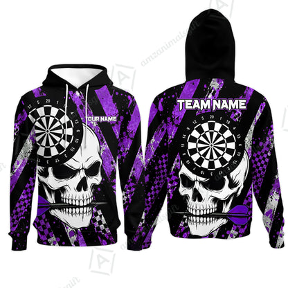 Custom Darts Jersey Polo Shirt, Skull Bites Dart, Custom Dart Jersey Team Shirt For Players With Name & Team Name