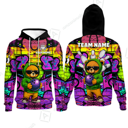 Custom Bowling Jersey Polo Shirt, Urban Street Art Bowling, Custom Bowling Jersey Team Shirt For Players With Name & Team Name