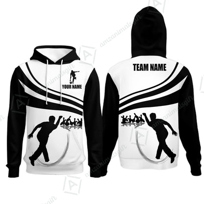 Bowling Custom Name Hoodie - Black and Gold Men Bowlers Personalized Hoodie