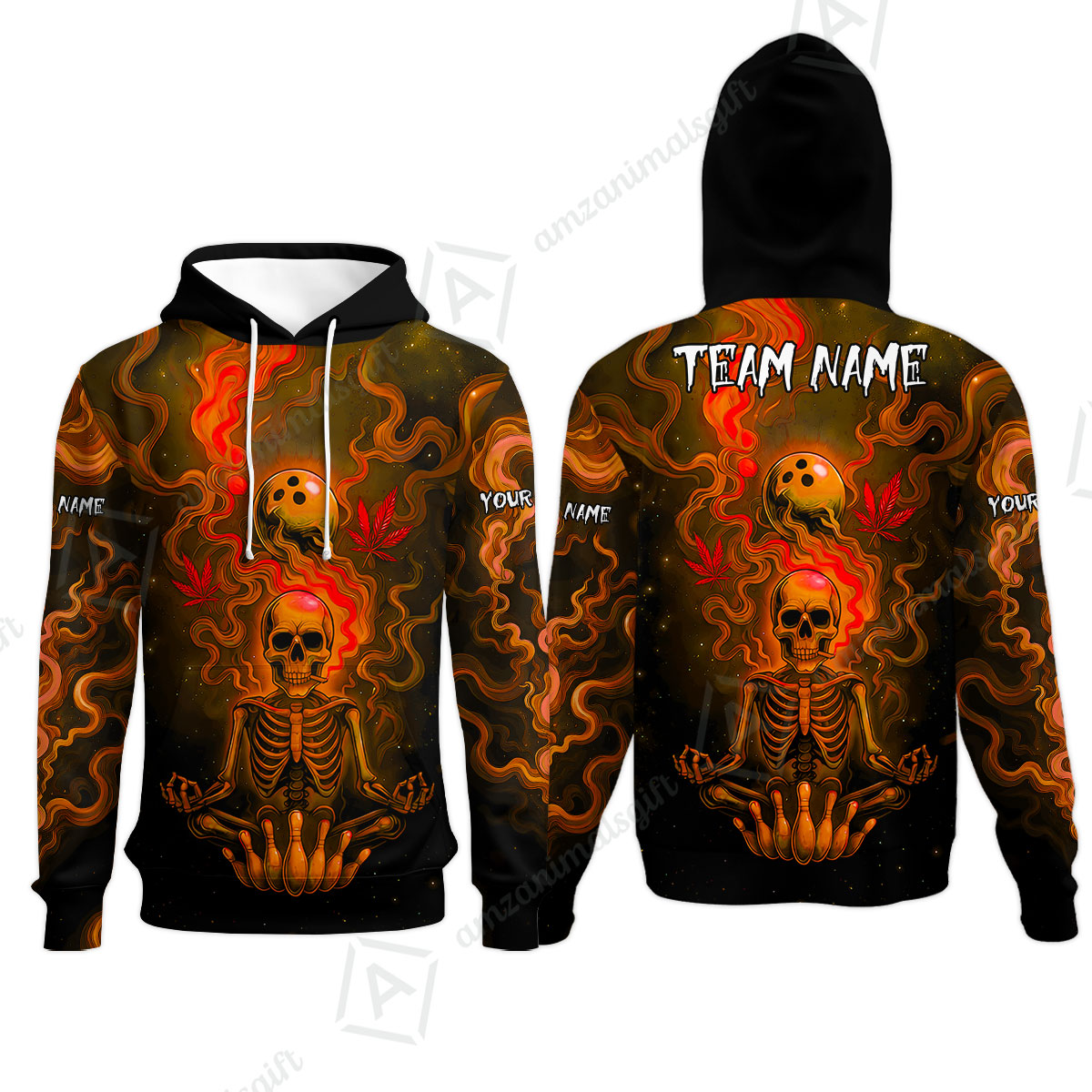 Custom Bowling Team Unisex Polo Shirt, Neon Skull CNB Bowling Custom Shirt Featuring Personalized Name and Team Name