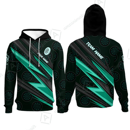 Custom Turquoise Dartboard Pattern Darts Men Polo Shirt Team,  Custom Darts Team Jerseys Uniform, Personalized Name And Team Name Shirts