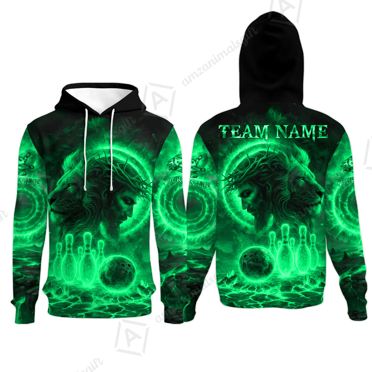 Custom Bowling Team Short Sleeve Men Polo Shirt, Flame The Lion OF Judah With Bowling, Custom Name and Team Name for Bowlers