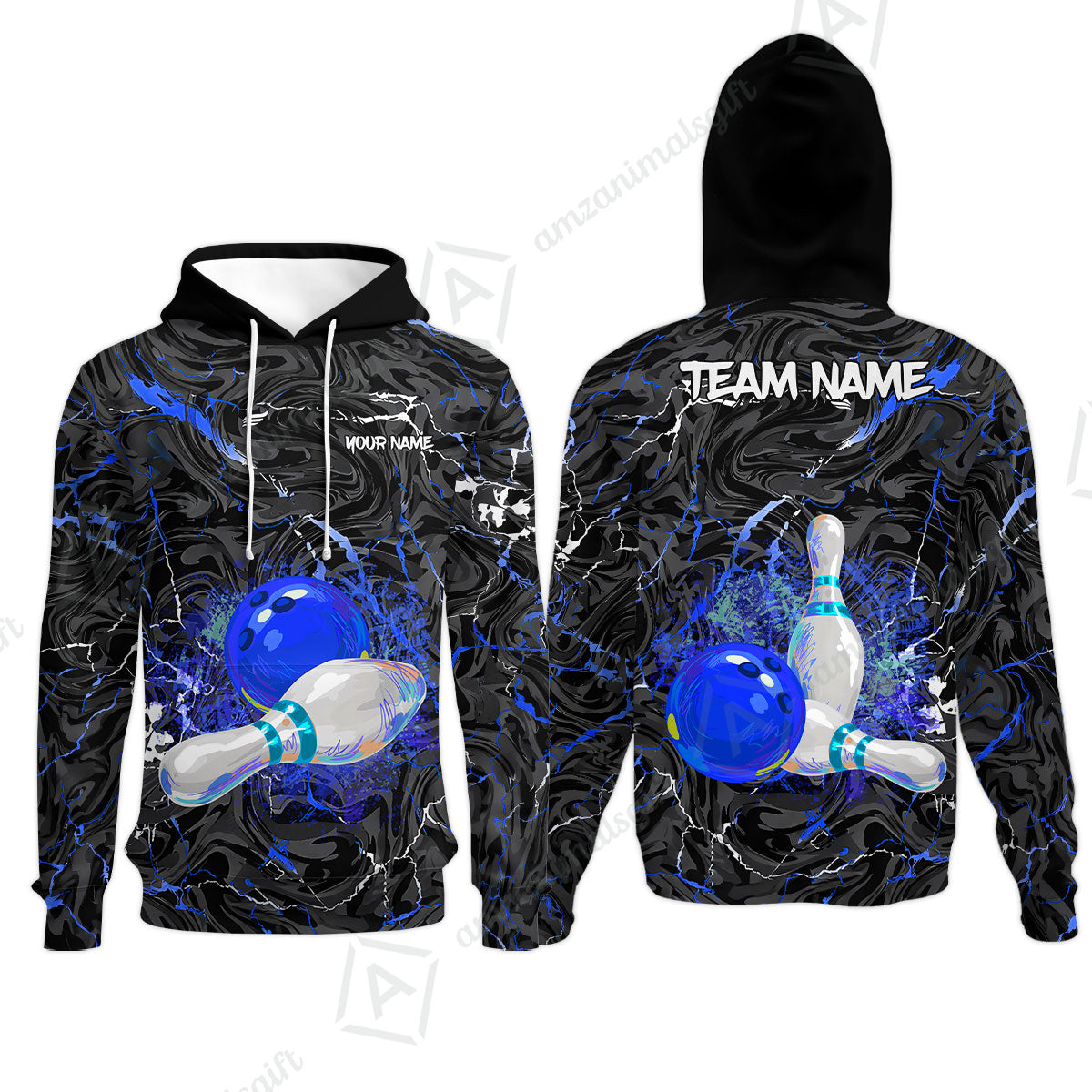 Customized Bowling Unisex Polo Shirt, Swirling Marbled Pattern Vibrant Veins, Bowling Uniforms, Personalized Name And Team Name