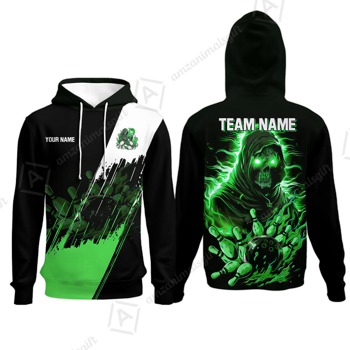 Custom Bowling Jersey Polo Shirt, Glow Reaper Bowling Custom Bowling Jersey Team Shirt For Players With Name & Team Name