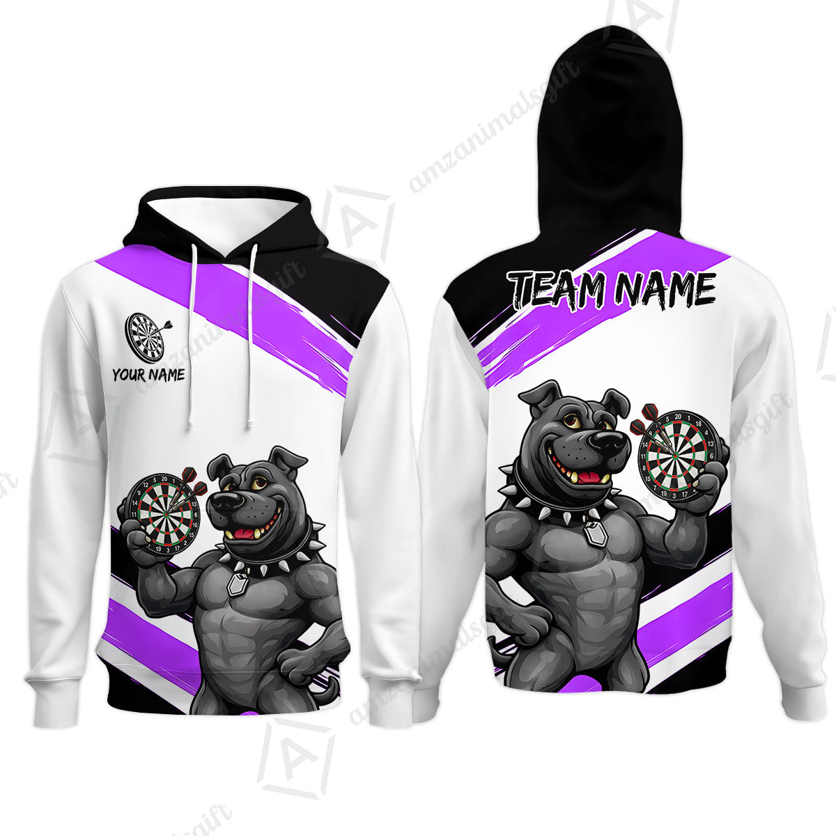 Custom Darts Jersey Polo Shirt, Pitbull Hold Dart Board, Custom Dart Jersey Team Shirt For Players With Name & Team Name