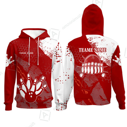 Custom Red and White Retro Bowling Team League Jersey Polo Shirts, Bowling Team Uniforms Jerseys, Personalized Name And Team Name