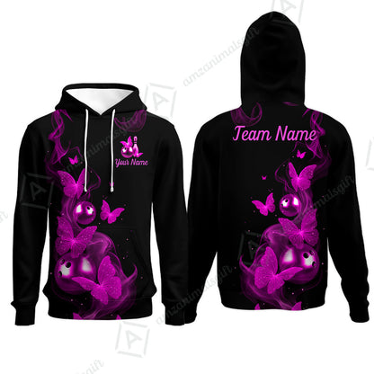 Custom Bowling Jersey Polo Shirt, Butterfly Bowling Smoke, Custom Bowling Jersey Team Shirt For Players With Name & Team Name
