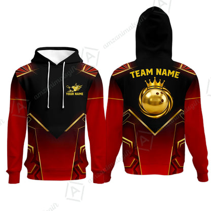 Custom Bowling Jersey Polo Shirt, Luxury Regal Golden Crown, Custom Bowling Jersey Team Shirt For Players With Name and Team Name