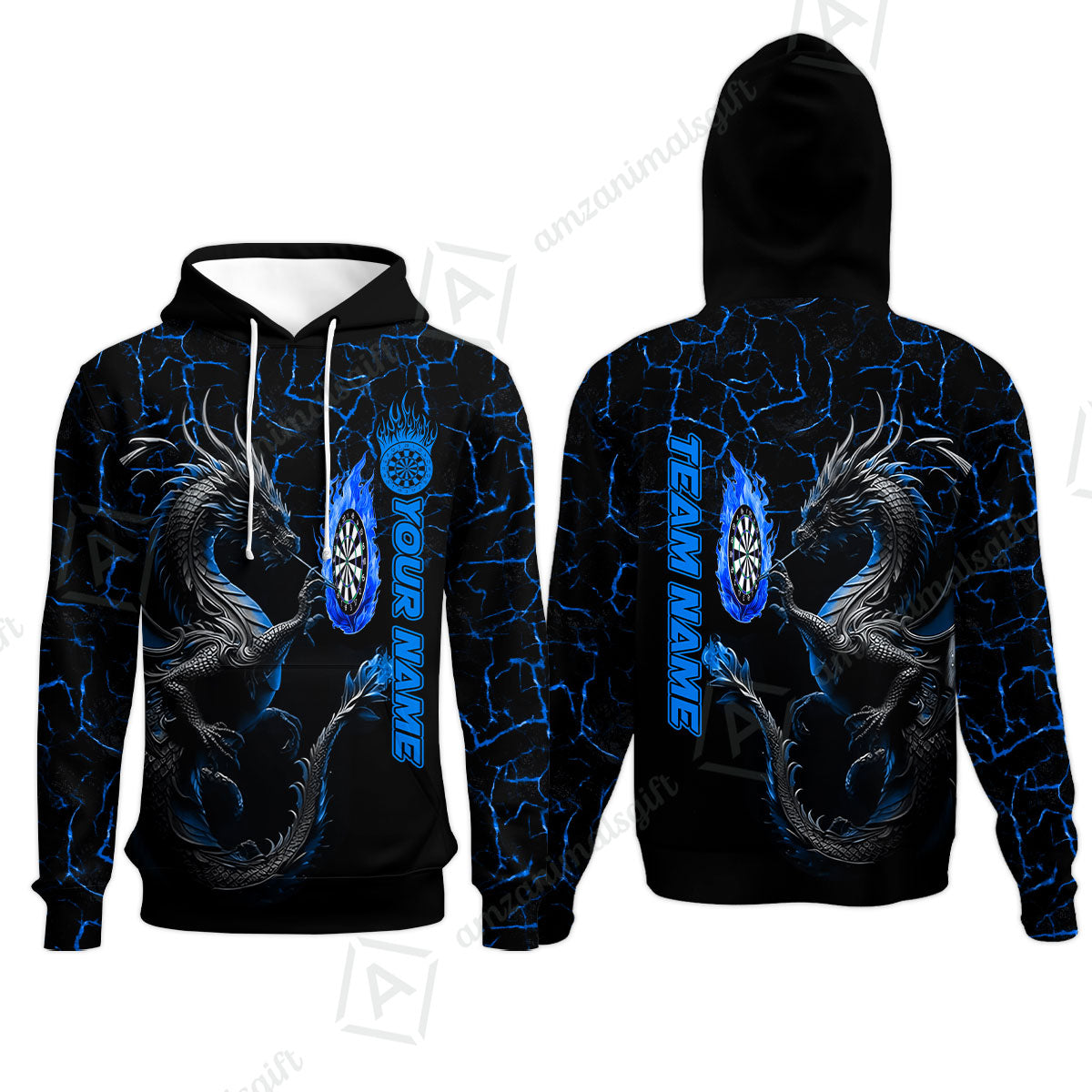 Custom Blue Big Dragon Darts Unisex Polo Team Shirts, Custom Team League Darts Jersey Polo , Custom Darts Team Jerseys Uniform
