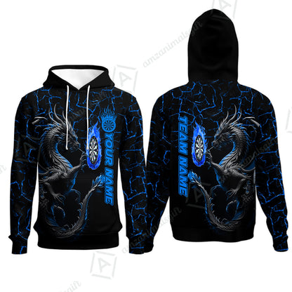 Custom Blue Big Dragon Darts Unisex Polo Team Shirts, Custom Team League Darts Jersey Polo , Custom Darts Team Jerseys Uniform