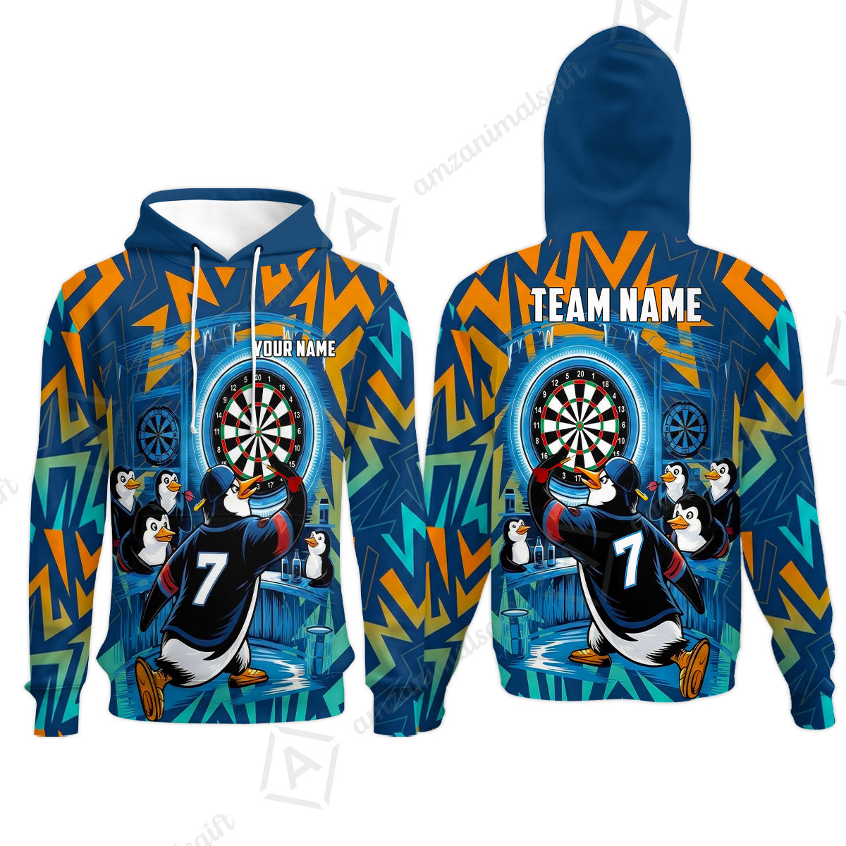 Custom Darts Team Jersey, Personalized Penguins Strike Dart Polo Shirt For Players With Name & Team Name