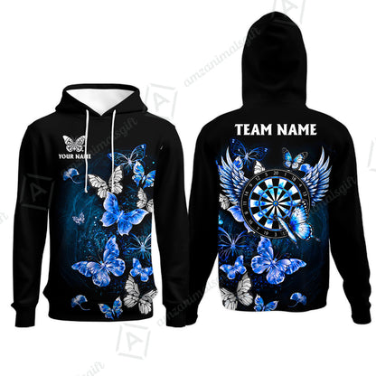 Custom Dart Jersey Team Shirt For Players, Dreamy Nebula & Angelic Butterflies, Personalize Name and Team Name
