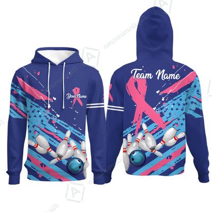 Custom Breast cancer awareness Bowling Team Jerseys Polo Shirts, Bowling uniforms, Breast cancer Bowling Personalized Name And Team Name