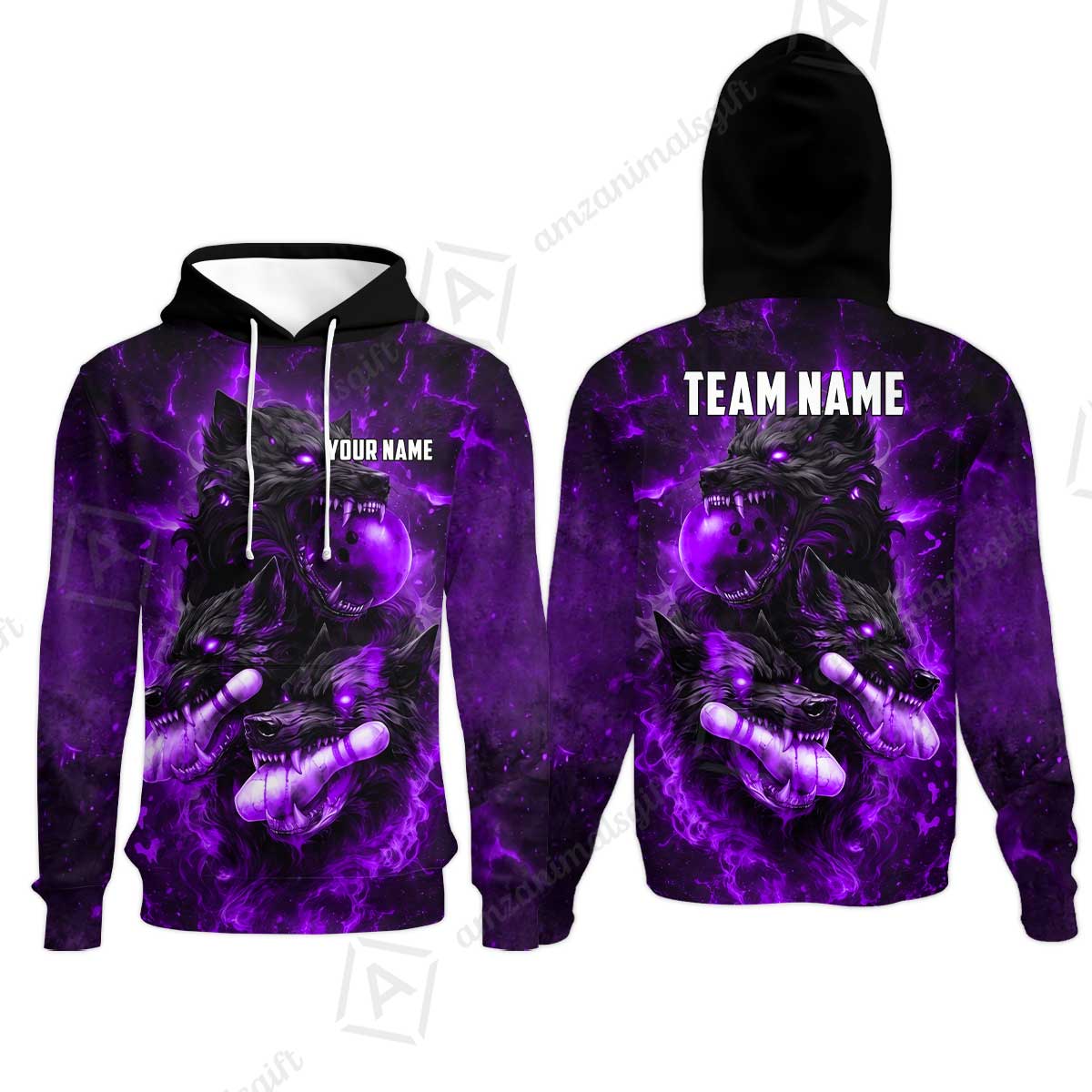 Custom Bowling Jersey Polo Shirt, Dark Fantasy Hellfire Werewolf, Custom Bowling Jersey Team Shirt For Players With Name & Team Name