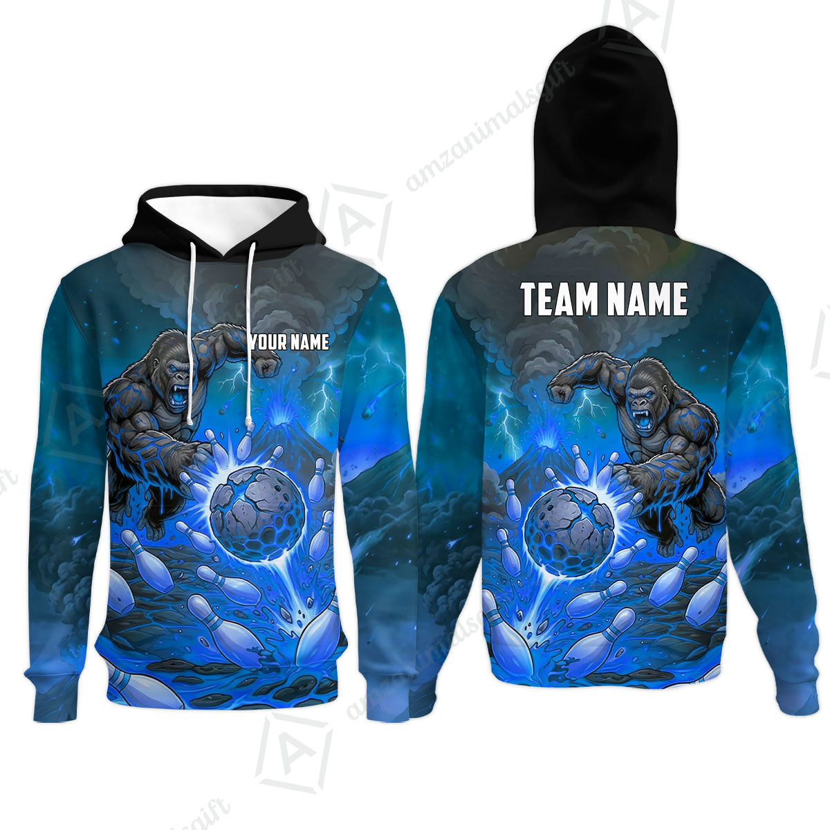 Custom Bowling Jersey Polo Shirt, Fierce Gorilla Strike Bowling, Custom Bowling Jersey Team Shirt For Players With Name & Team Name
