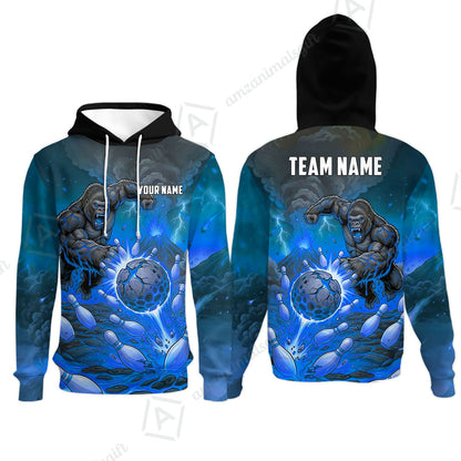 Custom Bowling Jersey Polo Shirt, Fierce Gorilla Strike Bowling, Custom Bowling Jersey Team Shirt For Players With Name & Team Name