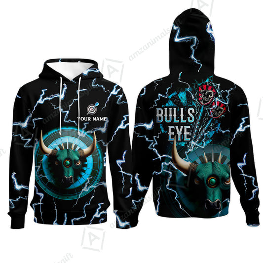 Customized Darts Hoodie, Bullseye Dartboard, Personalized Name Darts And Bull Hoodie - Perfect Gift For Darts Lovers, Darts Players